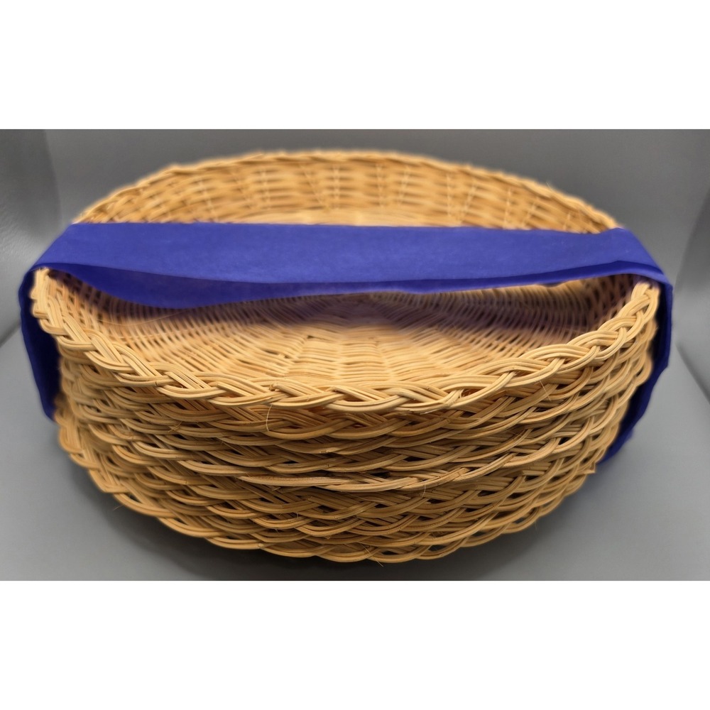 Vintage Woven Wicker Rattan Plate Holders 10" Round Basket Chargers Set of 9